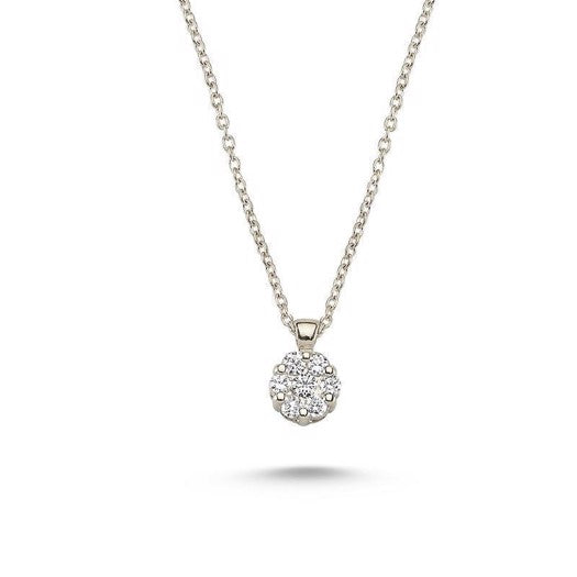 Flora vedhæng i 14 kt hvidguld med diamanter 0,17–0,57 ct i blomstermotiv fra Nuran.